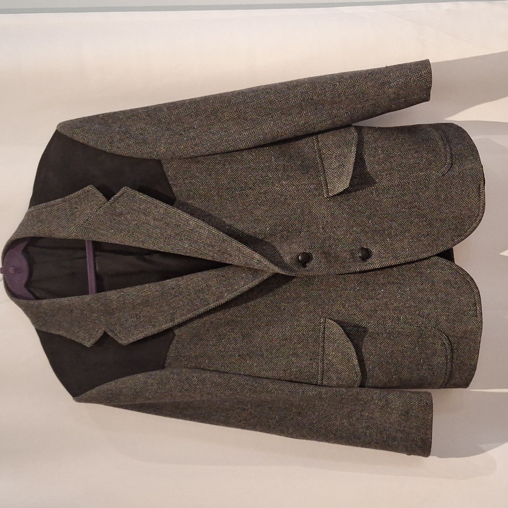 Pendleton Tweed Blazer with Black Elbow Pad And Western Shoulders Size 42